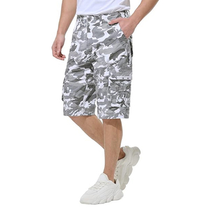 Pantalones cortos cargo de algodón 100% para hombre debajo de la rodilla Capris de sarga larga de 13 pulgadas Ajuste relajado multibolsillo con cintura elástica - Product Image 6