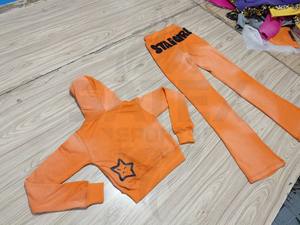 Conjunto Deportivo Informal de Dos Piezas con Capucha y Lavado Ácido, Unisex, Personalizado, de Gran Peso, con Pantalones de Chándal Acampanados, 100% Algodón - Product Image 6