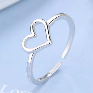 Anello Minimalista Classico in Argento Sterling con Cuore e Intarsio in Rame, Fedi Nuziali con Elegante Motivo Circolare, Regalo per Ogni Occasione - Product Image 2