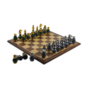 Metal <b>Wood</b> Design <b>Chess</b> <b>Set</b> With Shiny Finishing and Colored Silver Black Combo Decor Mind Game Wooden <b>Chess</b> Game - Product Image 5
