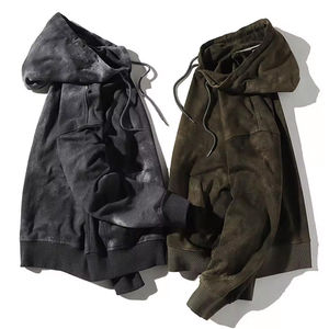 Thermal Acid Washed Sweat Hoodie With Long Drawstring Men 100% Cotton Fleece Breathable Men Hoodie Customized Packing OEM - Product Image 2