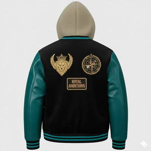 Latest Design Premium Quality Men Varsity Hooded Jackets Winter <b>Warm</b> <b>Fleece</b> Leather Sleeve College Baseball Jacket For Men - Product Image 2