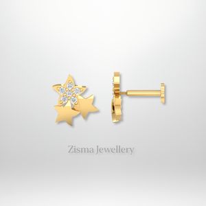 Luxury Diamond Shape Earrings Piercing Jewelry 14K 18K Solid Gold Real Lab Grown and Natural Diamonds IGI GIA Certified - Product Image 2