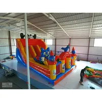 Aire de jeux gonflable géante Mickey Mouse pour l'extérieur, château gonflable avec double toboggan et parcours d'obstacles, équipement de jeux pour enfants