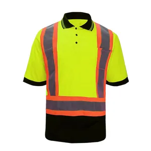 Camisa polo de alta visibilidade com fita de segurança de trabalho camisa polo reflexiva para desgaste de trabalho