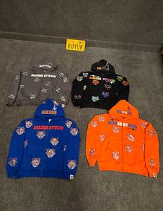 Sudadera con capucha y cremallera con diamantes de imitación de alta calidad hecha a medida, sudadera con capucha con diamantes de imitación de algodón pesado, Sudadera con capucha bordada 500 GSM - Product Image 4