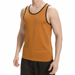Camiseta sin Mangas de Punto para Hombre, Estilo Urbano, Cuello Redondo, Hecha a Medida, Transpirable, de Secado Rápido, Color Sólido, Algodón y Elastano, Talla Grande - Product Image 1