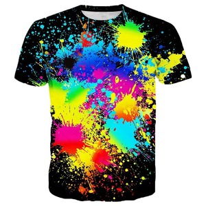 Mode homme tie-dye impression 3D t-shirt manches courtes hauts été rue personnalité Harajuku t-shirts surdimensionné enfants O cou t-shirt - Product Image 2