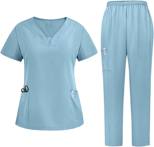 Ensemble de gommage professionnel Ensembles d'uniformes de spa avec haut de gommage à col en V et pantalon de survêtement pour le personnel médical - Product Image 6