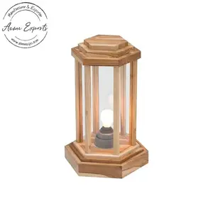 定制设计手工制作的天然木质灯笼，带发光二极管灯泡，用于桌面礼品室内闪电节日装饰
