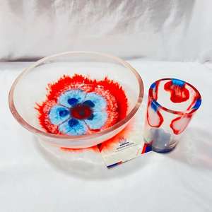 Juego de cuencos y vasos de resina coloridos, diseño artesanal de la India - eleva tu evento - ¡celebra con nosotros! - Product Image 1