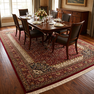 Alfombra de Polipropileno Hecha a Máquina, Ecológica, Resistente a las Manchas, Diseño Clásico de Medallón Persa, Floral Rojo, Duradera para el Hogar - Product Image 2