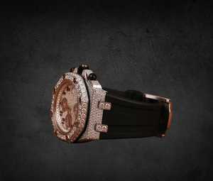 Montre Hip Hop de luxe antique 41 mm avec diamant Moissanite, affichage analogique, bracelet en caoutchouc 20 mm, boîtier tonneau, cadran en verre pour le style - Product Image 4