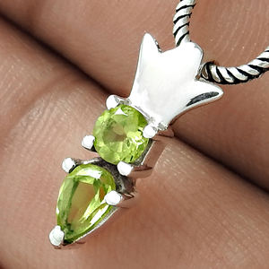 จี้เพอริดอตธรรมชาติทำด้วยมือ925ทำจากเงินสเตอร์ลิงดูหรูหราเครื่องประดับทำมือสำหรับงานเลี้ยงวันเกิด - Product Image 4