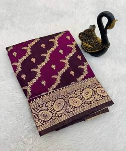 FASHIONABLE BANARASI SILK <b>GOLDEN</b> ZARI WEAVING <b>SAREE</b> WITH UNSTITCHED BLOUSE FESTIVAL WEAR WHOLESALE PRICE ETHNIC GARMENT - Product Image 2