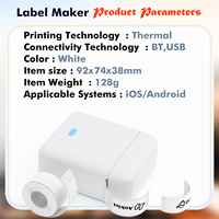 Impresora de Etiquetas Térmicas de 0.5" para Uso Doméstico, Máquina de Etiquetas DIY, Impresora Térmica Directa de Tamaño Personalizado para Etiquetas de Regalo, Direcciones y Paquetes