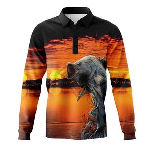 Camiseta de Pesca Profesional Nueva al por Mayor, Personalizada por Sublimación, Manga Larga, Protección UV, Polo de Pesca de Poliéster - Product Image 1