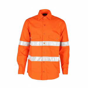 Chemise de sécurité haute visibilité ignifuge et anti-chaleur 100% coton FR avec bande réfléchissante argentée, protection niveau D - Product Image 6