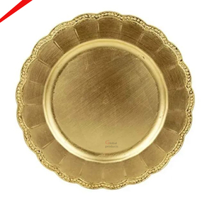Placa de cargador de diseño martillado de forma redonda con acabado dorado de calidad superior para restaurante y bar de hotel - Product Image 3