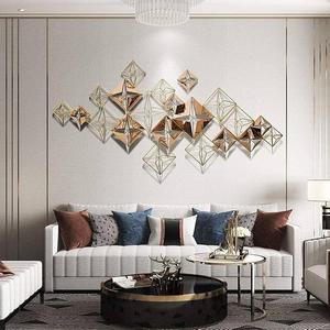 ศิลปะติดผนังออกแบบด้วยเหล็กที่มีลวดลายเรขาคณิตและรายละเอียดงานฝีมือสำหรับศิลปะตกแต่งผนังบ้านและสำนักงาน - Product Image 6