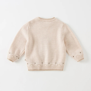 Prendas de punto unisex con logotipo personalizado al por mayor 100% algodón orgánico Patchwork cuello redondo niños suéter de punto OEM/ODM disponible - Product Image 2