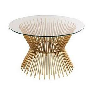 Style moderne contemporain Table basse ronde en verre avec base argentée et latérale en métal Table basse décorative pour meubles de salon - Product Image 4