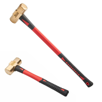 Marteau en laiton de 2 kg avec manche en fibre de verre ou en bois, marteau anti-étincelles robuste pour ateliers industriels et automobiles