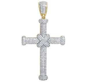 Pendentif Croix de Luxe en Argent Sterling Plaqué Or avec Nœud Central Entièrement Sertie de Moissanite Brillante – Breloque de Bijoux Hip Hop Premium - Product Image 3