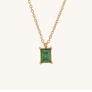 ชุดสร้อยคอพลอยควอตซ์สีเขียวสร้อยคอเงินสเตอร์ลิงทำด้วยมือเครื่องประดับอัญมณีเหลี่ยมเพชรพลอยของขวัญผู้หญิง - Product Image 5