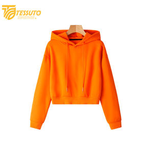 Sweat à capuche court en molleton respirant 100% coton pour femme, décontracté, manches longues, pour la saison printemps-hiver - Product Image 2