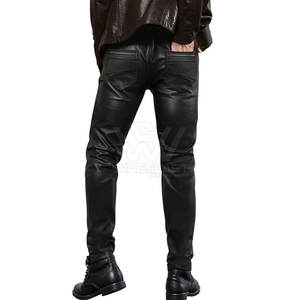 Vêtements décontractés de haute qualité en cuir délavé pantalons pour hommes couleur unie pantalons en cuir Streetwear les plus vendus - Product Image 3