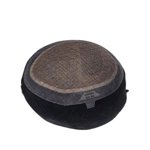 Perruque toupet Miraje Model Taz BD en cheveux humains Remy indiens avec une densité de 100%, vague profonde naturelle et vague corporelle, base en dentelle PU - Product Image 1