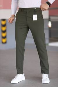 กางเกงผ้ายืดเข้ารูปสีกรมท่าสำหรับผู้ชายกางเกงทำงานอัจฉริยะลำลองเอวยางยืดมีเชือกผูกคอตตอนทรงตรงฮิปฮอปขนาดพิเศษ - Product Image 2