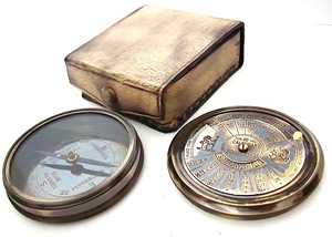 Solid Brass <b>Antique</b> <b>Compass</b> 40-Year Perpetual Calendar Lightweight Portable Wood Case Nautical Leather Case Handcrafted - Product Image 5
