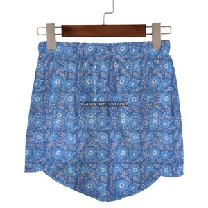 Shorts enveloppants décontractés pour femmes, vêtements de détente d'été, shorts enveloppants en coton à imprimé bloc, collection de shorts de plage pour filles, style babydoll - Product Image 2