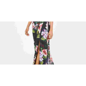 Abito da Sera Monospalla Nero con Stampa Floreale Adrianna Papell da Donna, Taglia 12, in Chiffon con Vita Naturale - Product Image 3