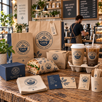 Fournitures pour librairie et café AT PACK pour café littéraire avec gobelets en papier, sacs en papier et gobelets en plastique