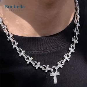 Venta caliente 925 Plata 14K Chapado en oro blanco 16mm Micro Pave Ankh Cadena de eslabones para hombres Premium Moissanite Collares - Product Image 3