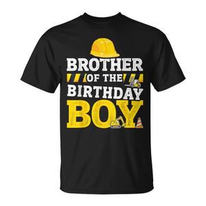 T-shirt da costruzione per adulti con scritta Brother Of The Birthday Boy, girocollo, manica corta, coordinata per feste in famiglia - Product Image 1