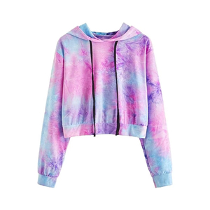 Nuevo estilo de alta calidad para mujer Crop Top Tie Dye Hoodie Personalizable Color y Logo Diseño de algodón transpirable para el invierno - Product Image 1