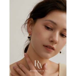 ต่างหูห้อยประดับเพชรทรงหยดน้ำหัวใจสีดำชุบทองทันสมัย ประดับด้วยพลอยหลักทรงลูกแพร์ เช่น เทอร์ควอยซ์ อเมทิสต์ ควอตซ์ เพชร และทับทิม - Product Image 4