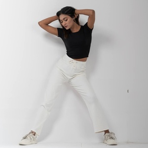 Vente en gros d'usine Hesayep Pantalon de jogging élastique taille haute décontracté pour femmes Logo personnalisé Pantalon de survêtement à jambes larges été - Product Image 4