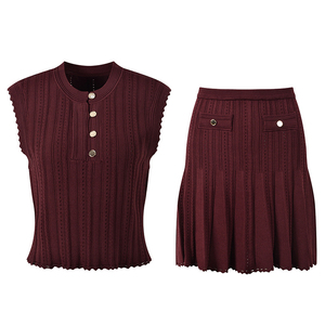 Haute qualité femmes licou cou et taille élastique hanche 2 pièces jupes ensemble respirant jupe courte longueur ensemble - Product Image 1