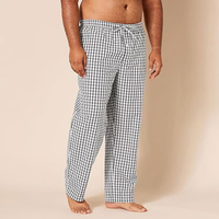 Pyjama de nuit pour homme en coton 100%, vêtements de nuit, motif à carreaux, pantalon imprimé, taille ajustable, pyjama en flanelle à carreaux