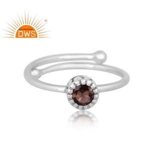 Hot Selling Fine Sterling Silver Natural Smoky <b>Quartz</b> Gemstone Stackable <b>Ring</b> Custom Jewelry For Women Gift For Her - Product Image 2