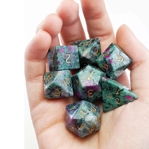 Dados de Piedra de Alta Calidad, Rubí Zoisita, Cristal Natural, Piedras Preciosas de Sanación Reiki, Dados de Piedra Grabados Personalizados, Cristal Vikingo - Product Image 3