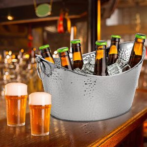 Cubo de hielo de botella enfriadora de vino de hierro galvanizado de Color amarillo con mango forma ovalada para artículos de Bar fiesta champán cubo de hielo - Product Image 5