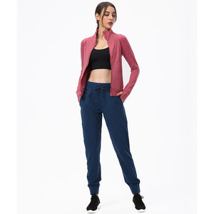 Chaqueta con cremallera completa y logotipo personalizado, chaqueta ajustada para gimnasio, chaqueta deportiva transpirable para yoga de manga larga para mujer - Product Image 2