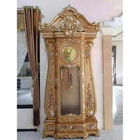Horloge de grand-père de luxe en chêne massif, à mouvement mécanique, affichage analogique, style rectangulaire moderne du milieu du siècle, style antique, écologique
