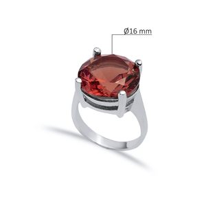 Round Design 16mm Cluster <b>Ring</b> Sultanite Stone Turkish Handcrafted Rhodium Plated Wedding 925 Sterling <b>Silver</b> Jewelry - Product Image 2